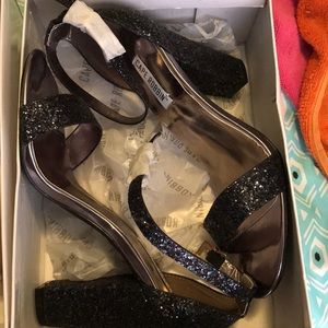 Gorgeous black multi color glitter heels